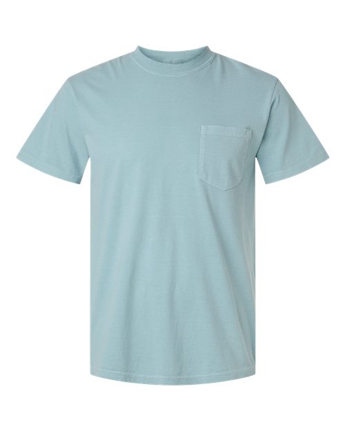 Comfort Colors Unisex Garment-Dyed Heavyweight Pocket T-Shirt - Yankey Blue Front
