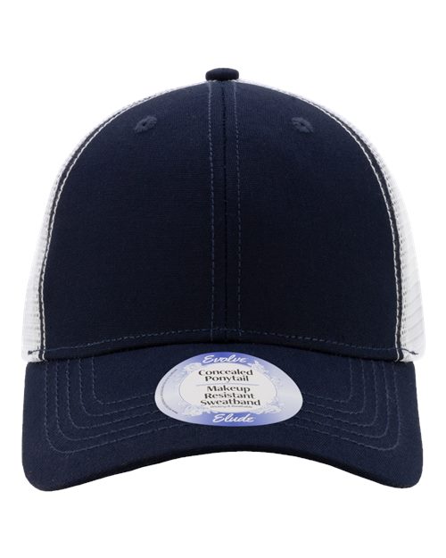 Infinity Her Women's Modern Trucker Cap - Dark Navy/ White Front