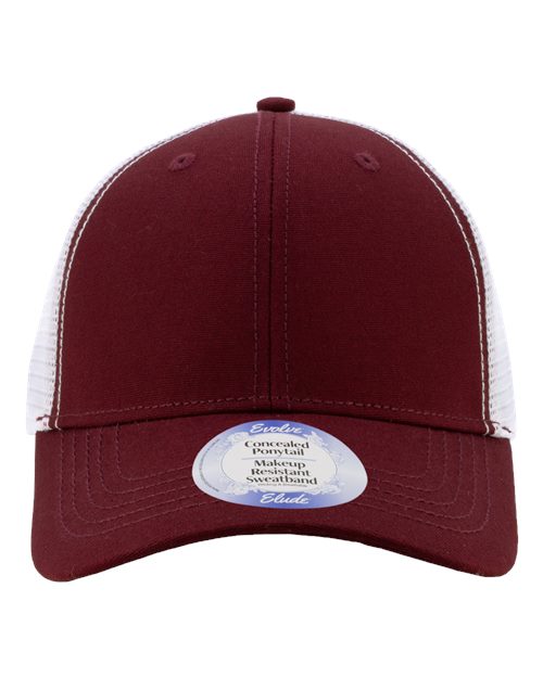 Infinity Her Women's Modern Trucker Cap - Maroon/ White Front