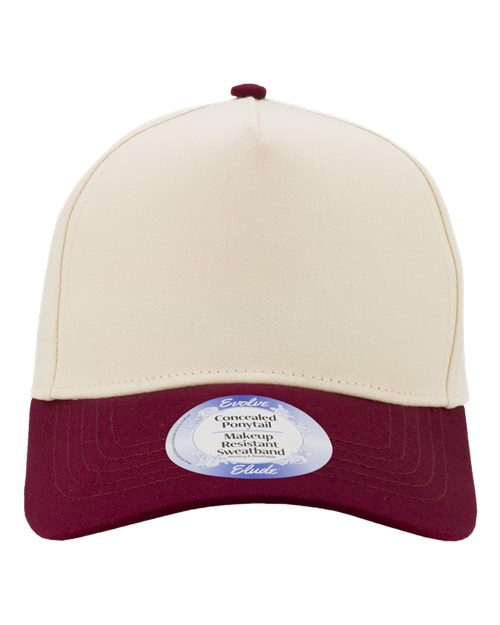 Infinity Her Women's Two-Tone Five-Panel Cap - Ivory/ Wine/ Leopard Front
