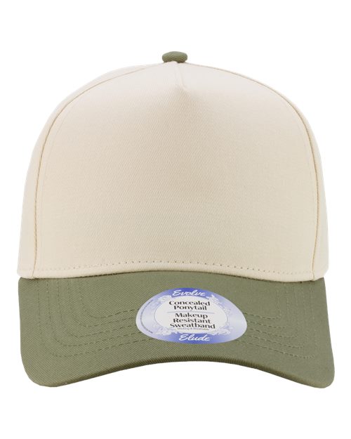 Infinity Her Women's Two-Tone Five-Panel Cap - Ivory/ Sea Turtle/ Leopard Front