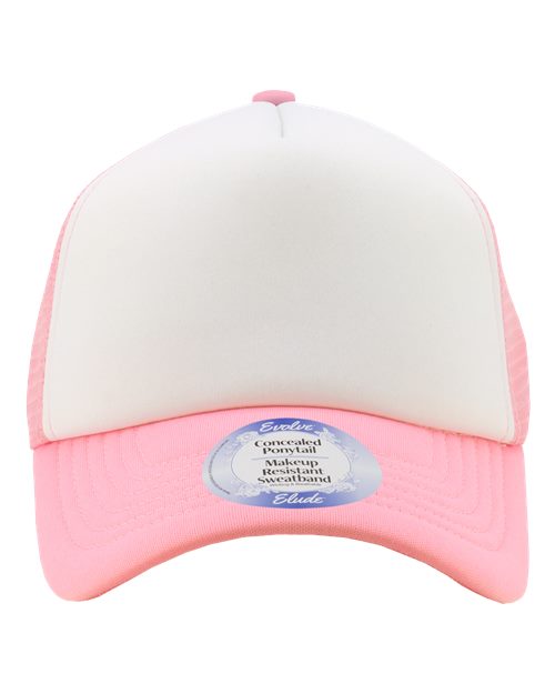 Infinity Her Women's Foam Trucker Cap - White/ Candy Pink/ Polka Dots Front