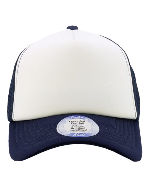 Infinity Her Women's Foam Trucker Cap - White/ Dark Navy/ Waves Front