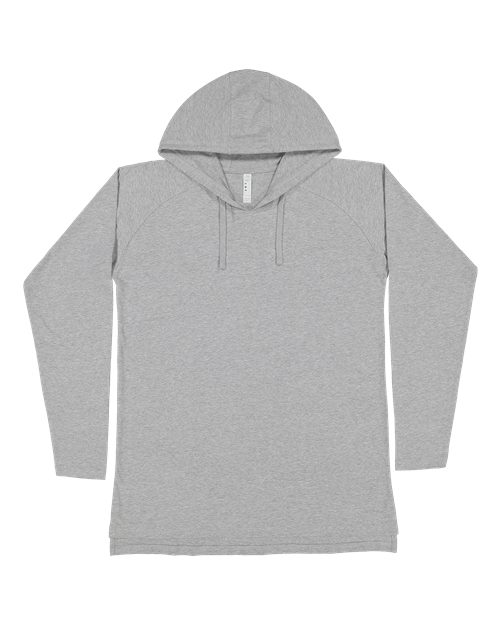 Unisex Fine Jersey Hooded Long Sleeve Raglan T-Shirt - Heather Front