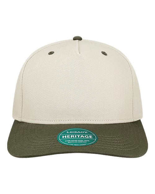 LEGACY Heritage Twill Cap - Stone/ Olive Green Front