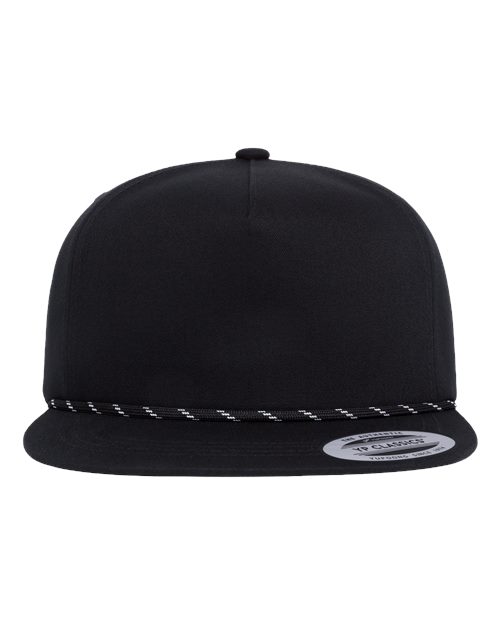 YP Classics Lightly Structured Five-Panel Rope Cap - Black Front