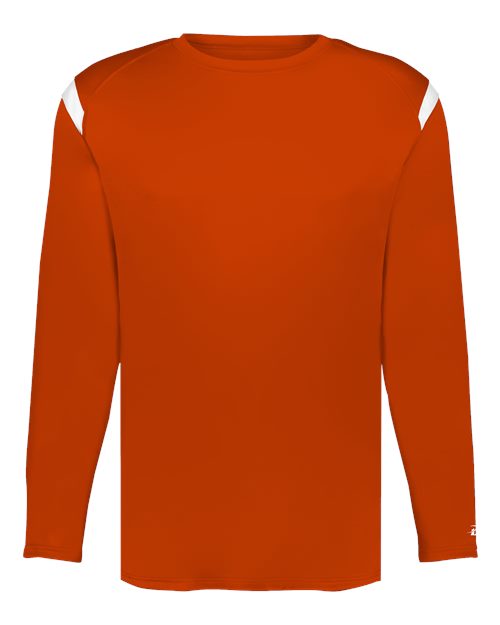 Unisex On The Rise Long Sleeve T-Shirt - Burnt Orange/ White Front
