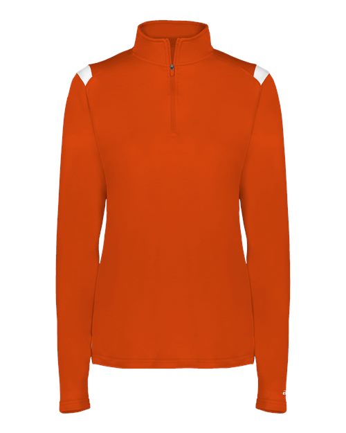 Women's On The Rise Quarter-Zip Pullover - Burnt Orange/ White Front