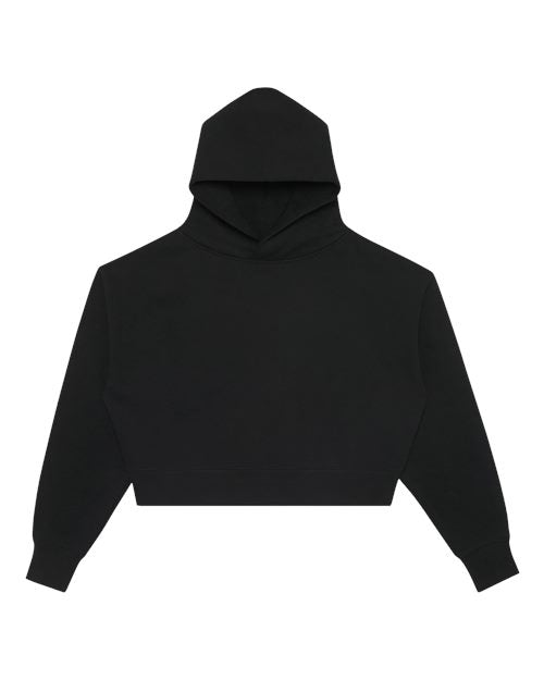 Lane Seven Women's Relaxed Cropped Hoodie Sweatshirt - Black Front