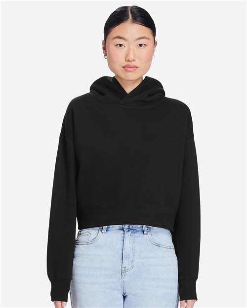 Lane Seven Women's Relaxed Cropped Hoodie Sweatshirt - Model Front