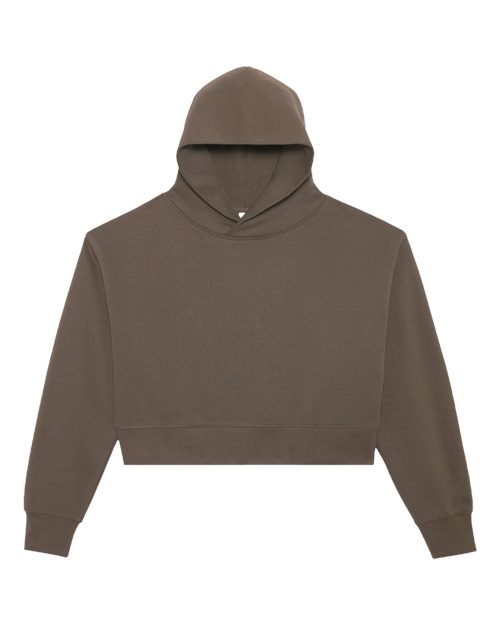 Lane Seven Women's Relaxed Cropped Hoodie Sweatshirt - Coffee Front