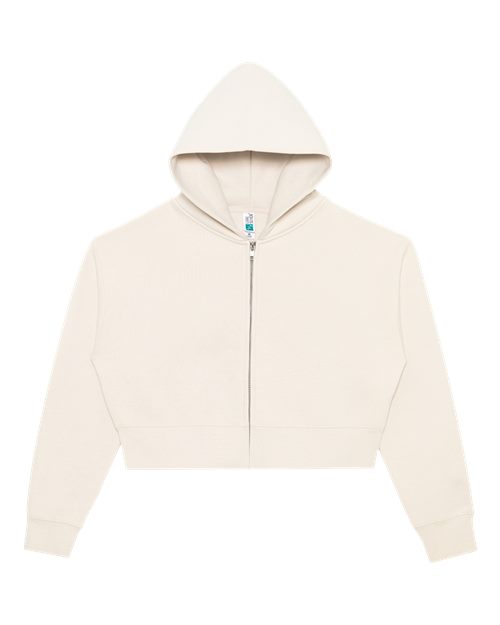 Lane Seven Women's Relaxed Cropped Full-Zip Hoodie Sweatshirt - Bone Front