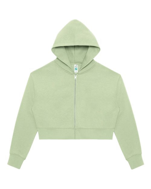 Lane Seven Women's Relaxed Cropped Full-Zip Hoodie Sweatshirt - Matcha Front