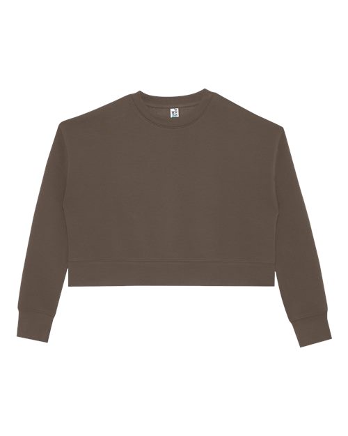 Lane Seven Women's Relaxed Cropped Crewneck Sweatshirt - Coffee Front