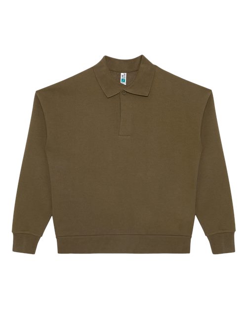 Lane Seven Unisex Element Polo Collar Crewneck Sweatshirt - Cacao Front