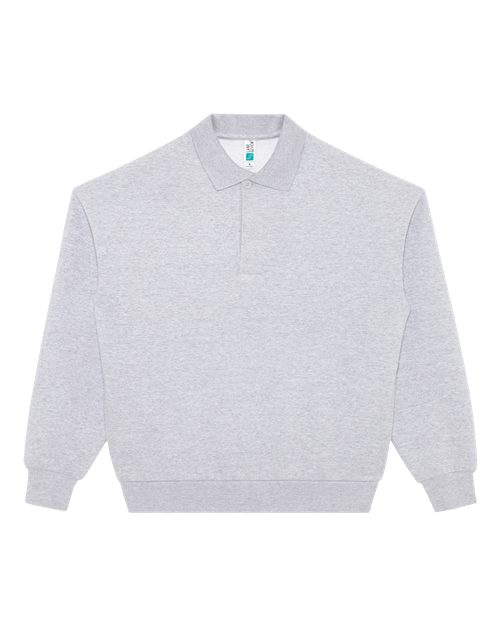 Lane Seven Unisex Element Polo Collar Crewneck Sweatshirt - Heather Grey Front