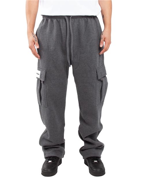 Unisex Fleece Cargo Pocket Sweatpants - Camo Green Front