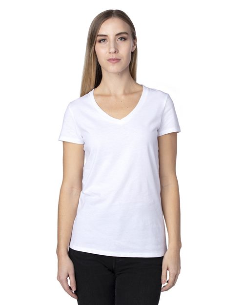 Women's Ultimate CVC V-Neck T-Shirt - Heather Grey Front