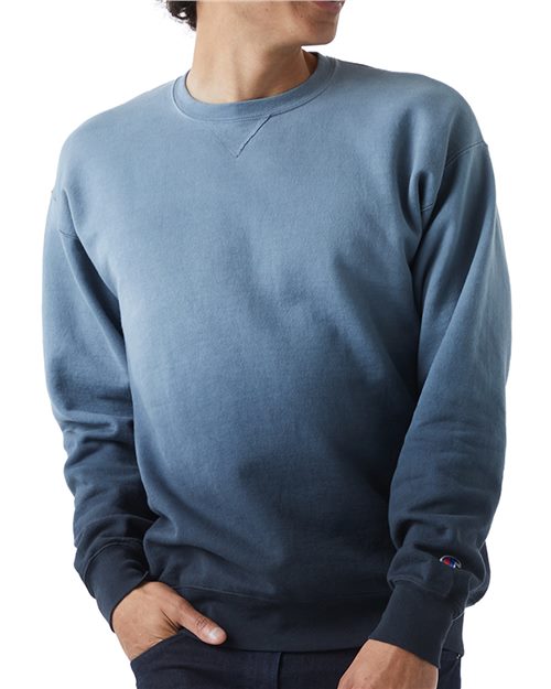 Unisex Dip Dye Crewneck Sweatshirt - Athletic Royal Ombre Front