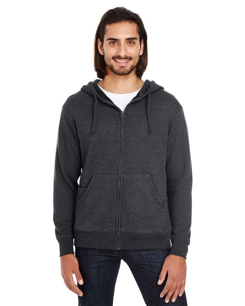 Unisex Tri-Blend French Terry Full-Zip - Charcoal Heather Front