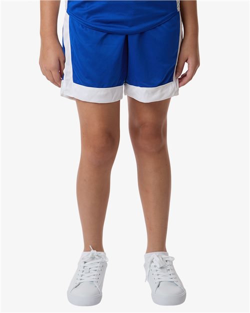 Youth Match-Up Basketball Shorts - Columbia Blue/ White Front
