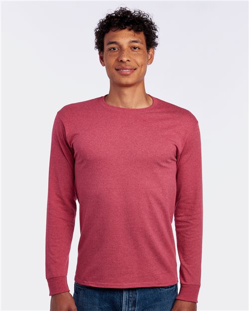 Unisex Dri-Power® Long Sleeve 50/50 T-Shirt - Azalea Front