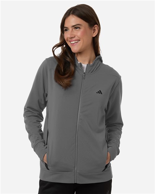 Women's Game & Go Fleece Full-Zip Hooded Sweatshirt - Medium Grey Heather/ Black Front