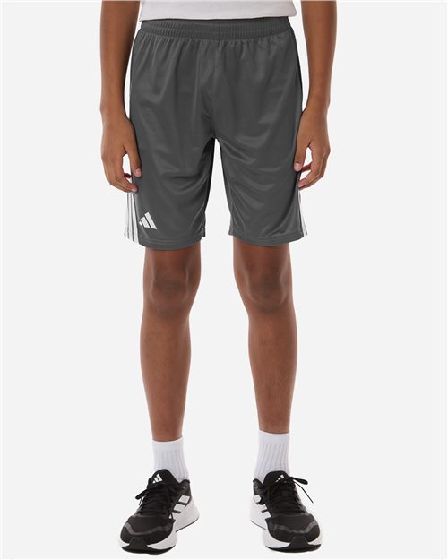 Youth 3-Stripes 7" Shorts - Black/ White Front