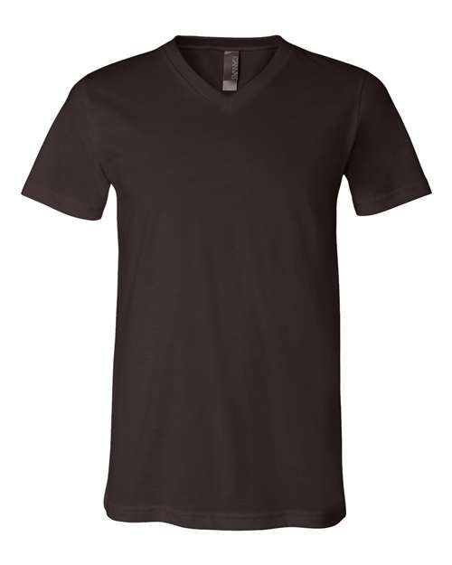 Unisex Jersey V-Neck Tee - Brown Front