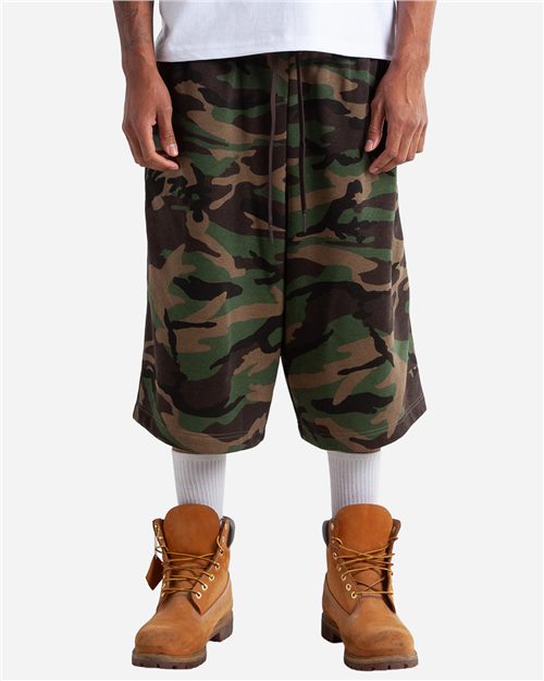 Unisex Baggy Fleece Shorts - Black Front