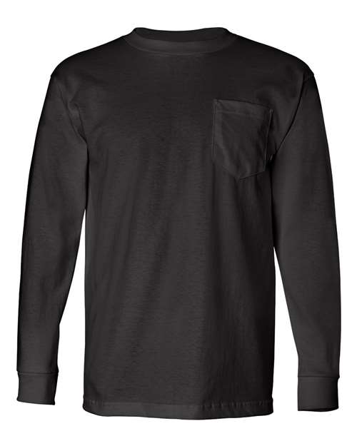 Unisex USA-Made Long Sleeve Pocket T-Shirt - Black Front