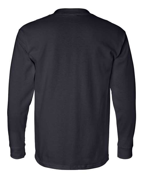 Unisex USA-Made Long Sleeve Pocket T-Shirt - Navy Back