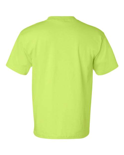 Unisex USA-Made Pocket T-Shirt - Lime Green Back