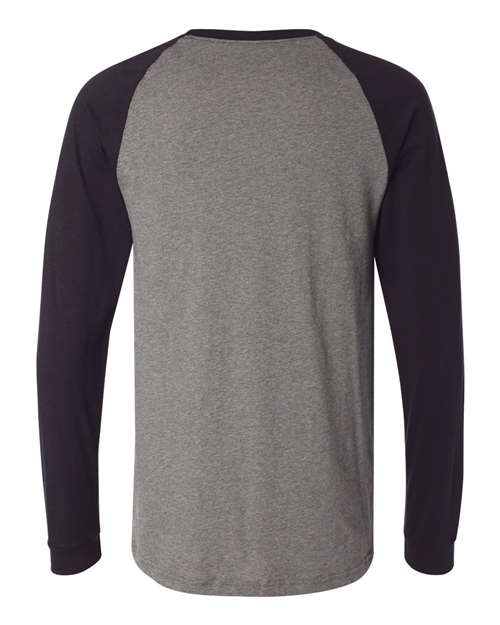 Men's Long Sleeve Jersey Baseball Tee - Deep Heather/ Black Back
