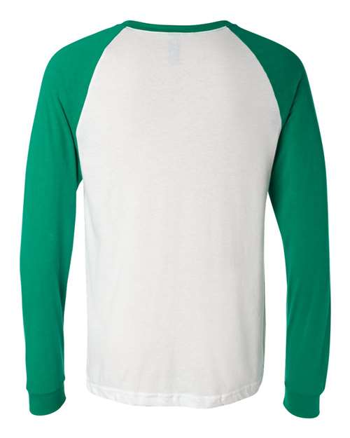 Men's Long Sleeve Jersey Baseball Tee - White/ Kelly Back
