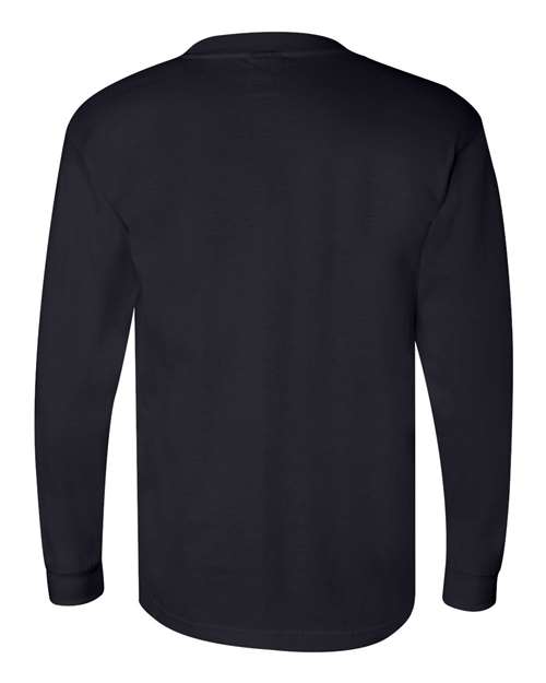 Unisex Union-Made Long Sleeve Pocket T-Shirt - Navy Back