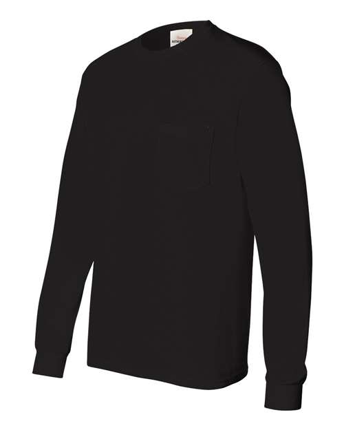 Hanes Unisex Authentic Long Sleeve Pocket T-Shirt - Side