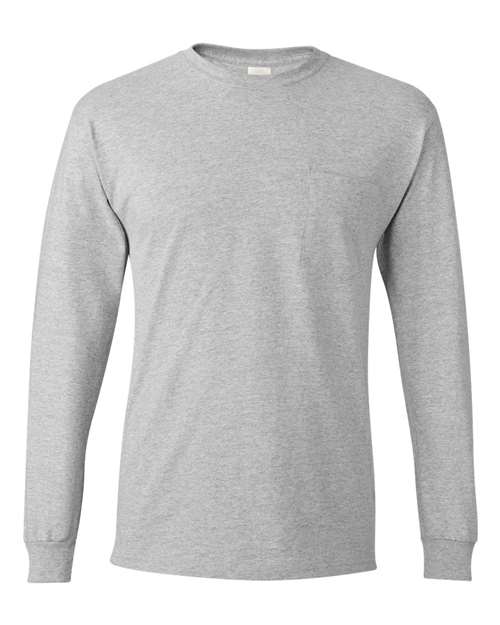 Men's Authentic Long Sleeve Pocket T-Shirt - Light Steel Front