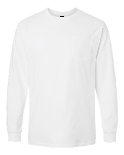 Unisex Ultra Cotton® Long Sleeve Pocket T-Shirt - White Front