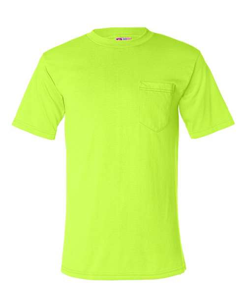 Unisex USA-Made 50/50 Pocket T-Shirt - Safety Green Front