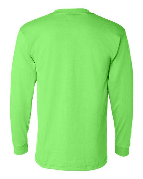 Unisex USA-Made 50/50 Long Sleeve Pocket T-Shirt - Safety Green Back