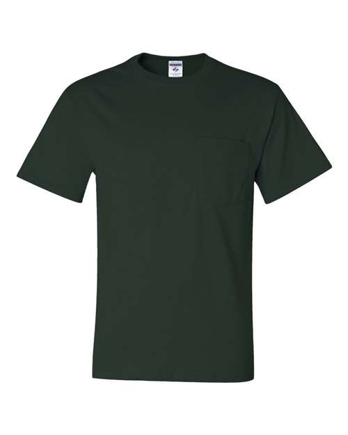 Unisex Dri-Power® 50/50 Pocket T-Shirt - Forest Green Front