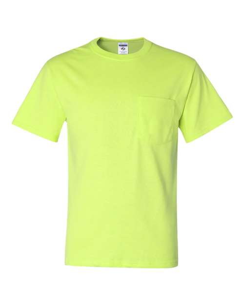 Unisex Dri-Power® 50/50 Pocket T-Shirt - Safety Green Front