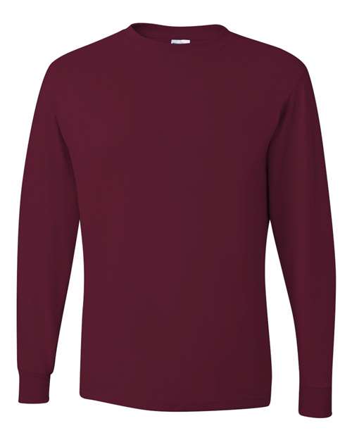 Unisex Dri-Power® Long Sleeve 50/50 T-Shirt - Maroon Front