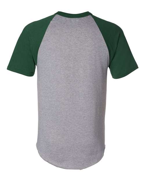 Unisex Raglan Baseball Jersey - Athletic Heather/ Dark Green Back