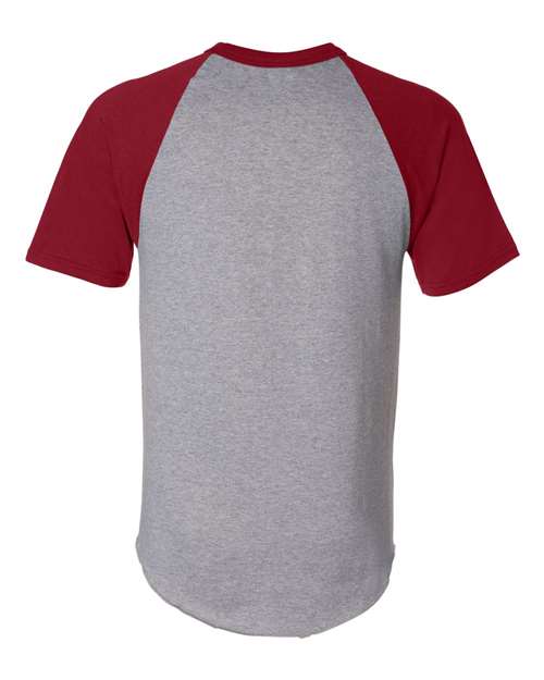 Unisex Raglan Baseball Jersey - Athletic Heather/ Red Back