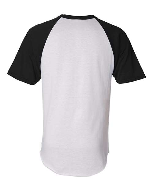 Unisex Raglan Baseball Jersey - White/ Black Back