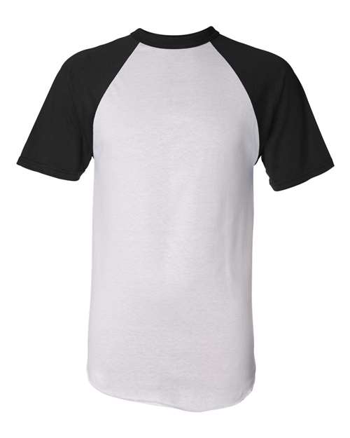 Unisex Raglan Baseball Jersey - White/ Black Front