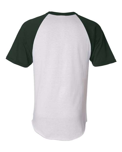 Unisex Raglan Baseball Jersey - White/ Dark Green Back