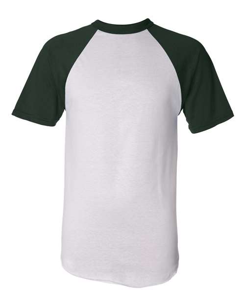 Unisex Raglan Baseball Jersey - White/ Dark Green Front